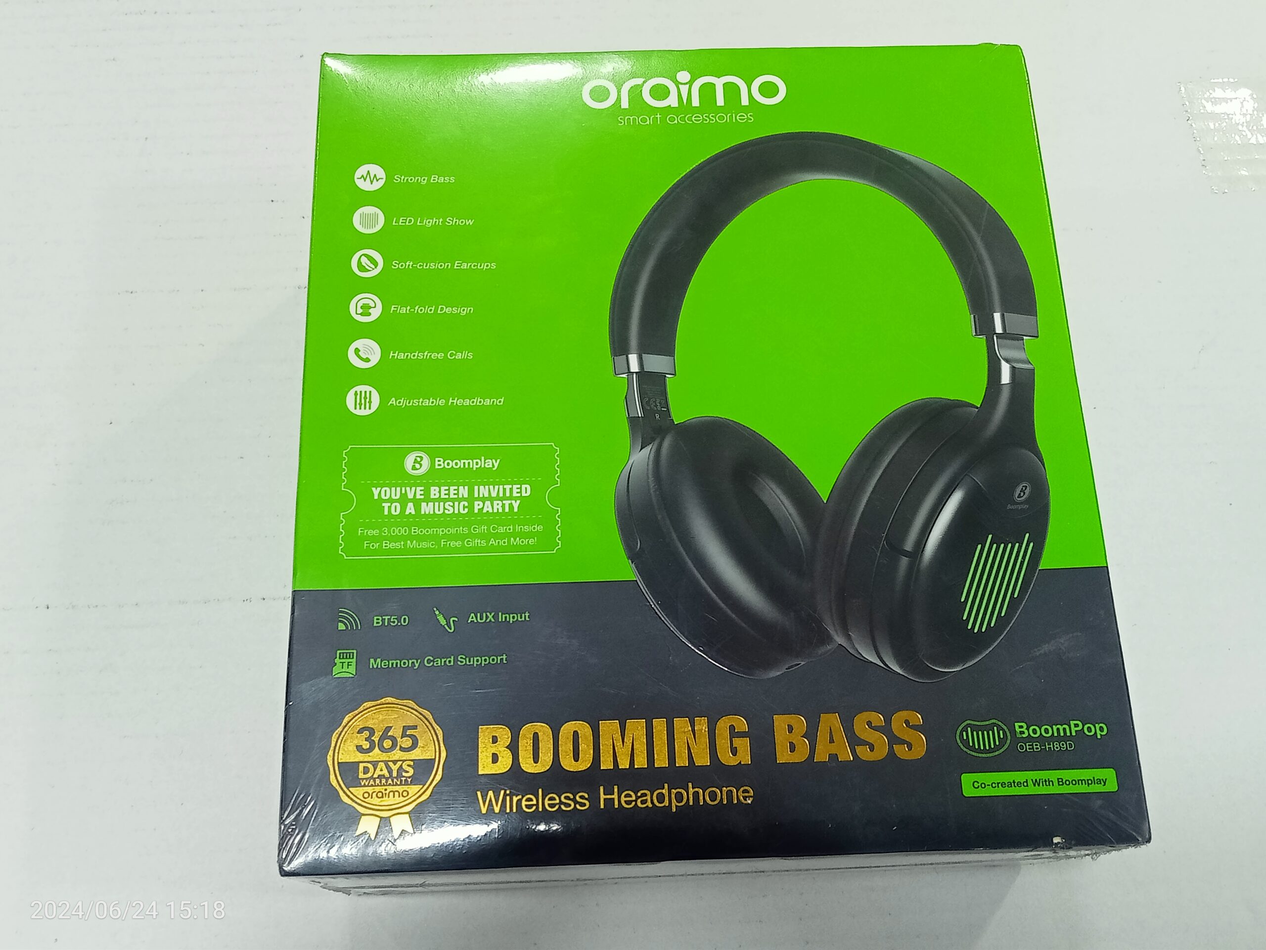 BoomPop OEB-H89D Oraimo Wireless Headphone